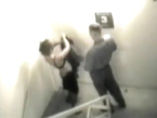 Stairway sex caught on tape