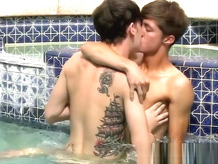 Handsome gay guy bends over and takes a huge dick in his ass