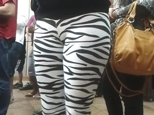 Sexy Phatty In White Tights Teasing By The Deli..