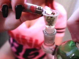 Step Brother Catches Step Sister Smoking Weed In Her Room