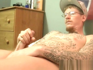 Tattoed Ivy drains his balls of jizz