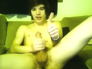 cute twink cums in his own throat