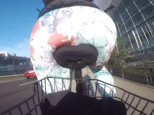 street city public cycling bubble butt yoga pants