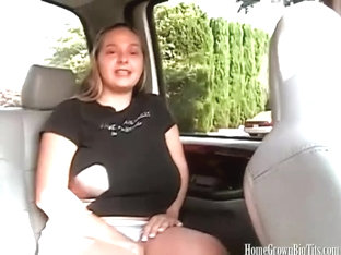 Amateur with huge natural tits rides a big cock