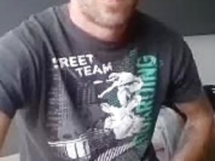 Lovely fag is playing in a small room and filming himself on webcam