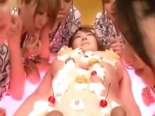 Subtitled Japanese Lesbians Bizarre Group Eating Orgy