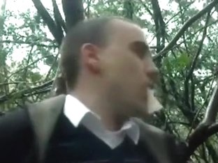 Crazy guy eats used condoms in the forest