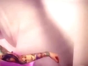 Purple Short Hair Tattoo Webcam Dildo