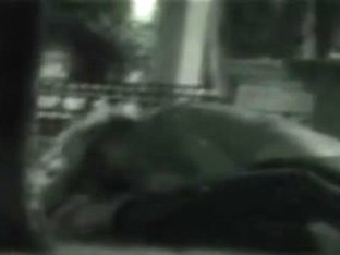 Horny young couple fucks in public