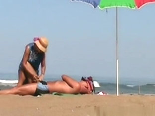 Wife Handjob At Beach