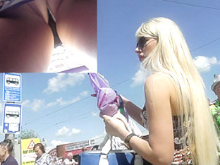 Smoking hot blonde upskirt in the public places