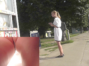 Blonde With Pony Tail Caught On Upskirt Camera