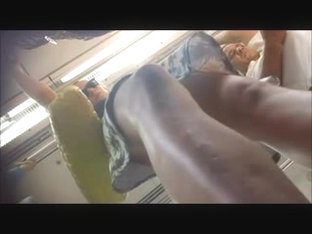 Upskirt to a magnificent blonde on the subway