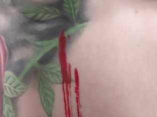 Tattooed Babe Marie Bossette Covers Herself In Hot Wax
