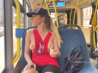Topless In Public Bus - Anastasia Ocean And Emerald Ocean