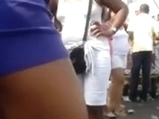 Big Booty In Shorts Caught In A Street Candid Voyeur Video