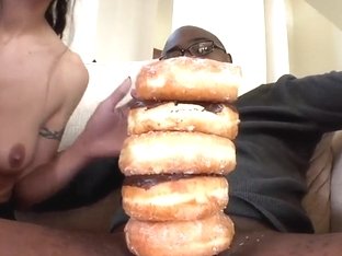 French Girls Decorates Long And Powerful Black Dick With Doughnuts