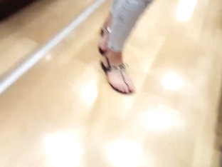 girls sexy legs long feets hot toes at shopping