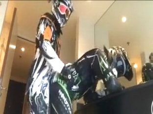 Bikers in the bathroom