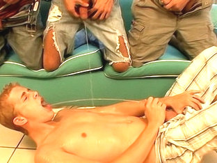 Poolhouse Pissing Orgy! - Kayden, Ayden, Ryan & Shane - Boys-Pissing