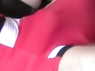 Punching ballbusting in red singlet.
