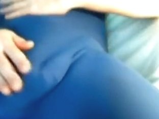 groping bulge of my knob thru blue lycra wrestling singlet