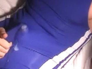 jack off and come in blue adidas wrestling singlet