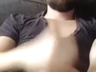 Winsome dude is playing in his room and shooting himself on webcam