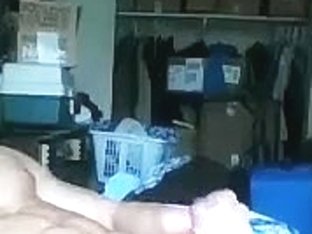 Winsome poof is masturbating in a small room and memorializing himself on computer webcam