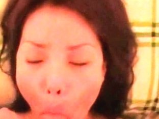 Asian cutie gets facialized by boyfriend's hairy cock