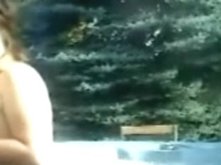 engulfing in the sexy tub outdoors