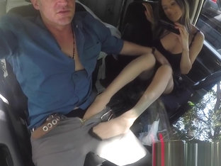 Taboo MILF Gives Footjob To Guy In Car