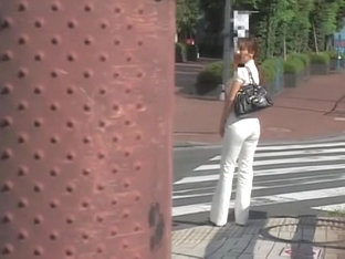 Candid Street Shots Of Cute Teen In Tight White Jeans