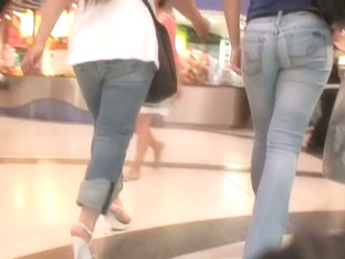 Candid butt video shows two delicious bums at the department store.