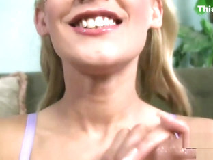 Amateur blonde loves giving handjobs