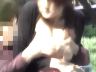 Perky Oriental Slag Getting Her Boobs Squeezed By Some Sharking Lad