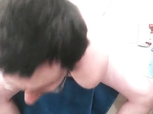 Lonely Hubby Strokes in the Bathroom