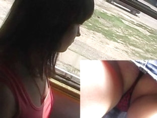 Wistful legal age teenager's upskirt movie scene