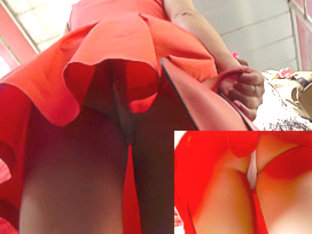 Upskirt Girl With Mesmerizing Tight Ass In Red Dress