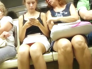 Teen and her mom upskirted in the subway