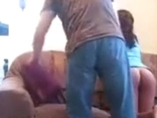 Getting spanked by my bf in amateur brunette sex clip
