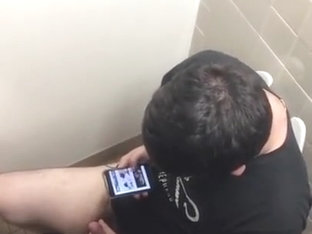 Fat boy caught jerking in bathroom to porn part 2