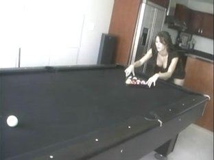 Hot Cookie In High Heels Boots Playing Pool And Getting Bare