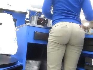 Hot Butt Of A Cash Register Lady Is Filmed