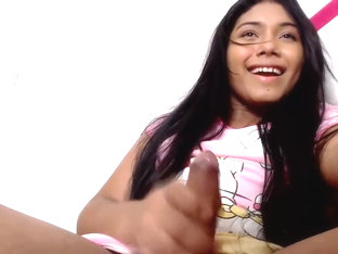 Pretty tgirl stroking