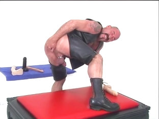 Peter jerks off with a dildo