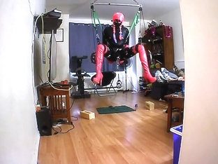 Sissy self bondage suspension