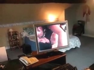 Wife Watching Porn And Masturbating.