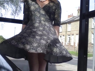 white stockings windy upskirt