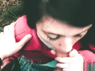 Amateur couple outdoor clothed sex in forest POV